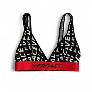 Versace Black and Red Logo Bralette
